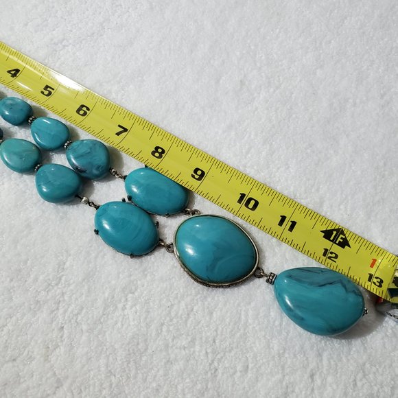 Southwest Turquoise Stone Pendant Statement Necklace - Picture 3 of 4